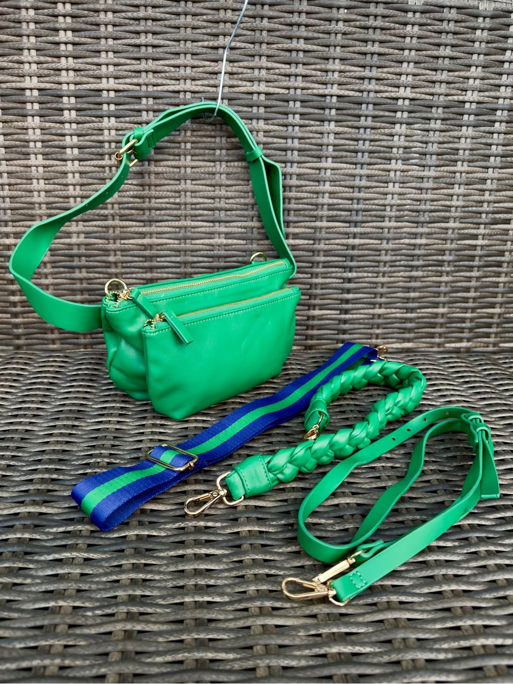 Anthropologie Green Convertible Crossbody Shoulder Bag 4 Interchangeable Straps